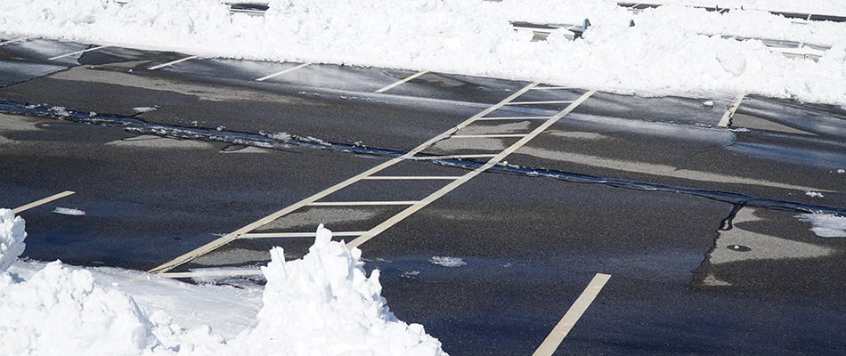 Commercial parking lot cleared of snow in Ankeny, IA.