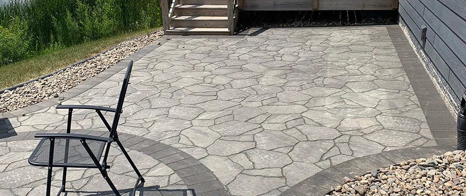 Patio installed with pavers in Urbandale, IA.