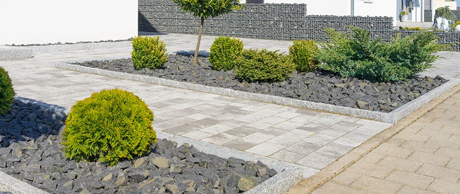 Rock installed for commercial property in Urbandale, IA.